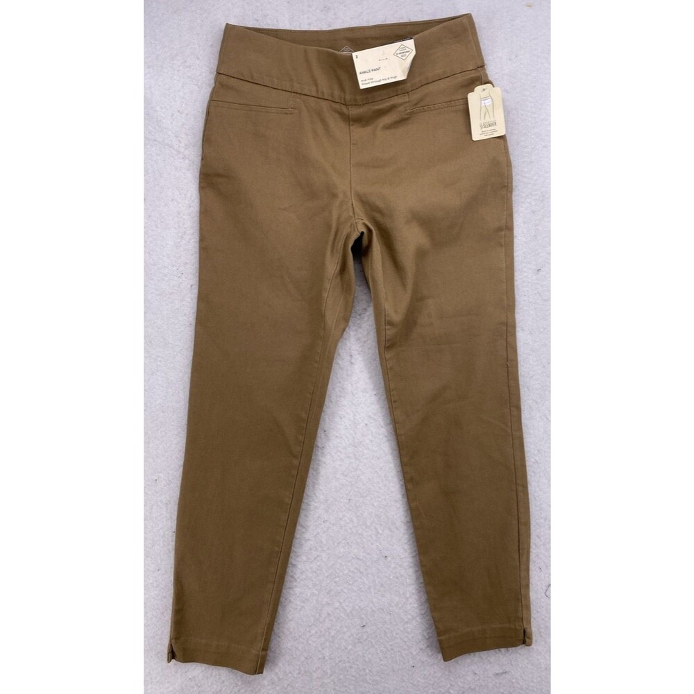 St. John’s Bay Women’s Ankle Pants Size 2 XS Hillcrest Tan Pull-On Slim Fit NWT